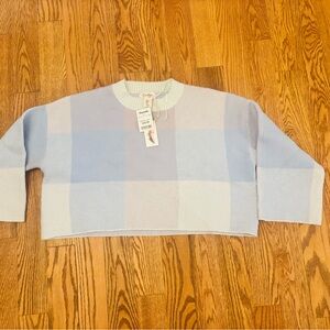 Blue Plaid Women's Crop Sweater